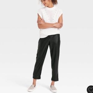 Faux leather ankle pants